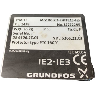 Grundfos MG100LC2-28FF215-H3 3kW 2900min Motor | eBay