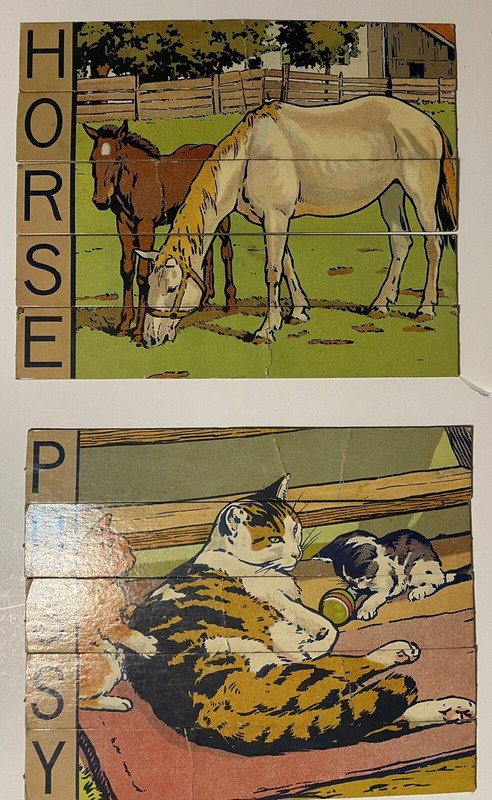 Vintage Illustrated Children's Reading / Spelling Tiles