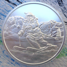 1 oz. 2021 SKIING SANTA silver BU round .999 fine silver 89.37 per troy oz