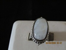 925 Statement Silver Oval Moonstone Cabochon Wide Band Ring Size 7 1/2