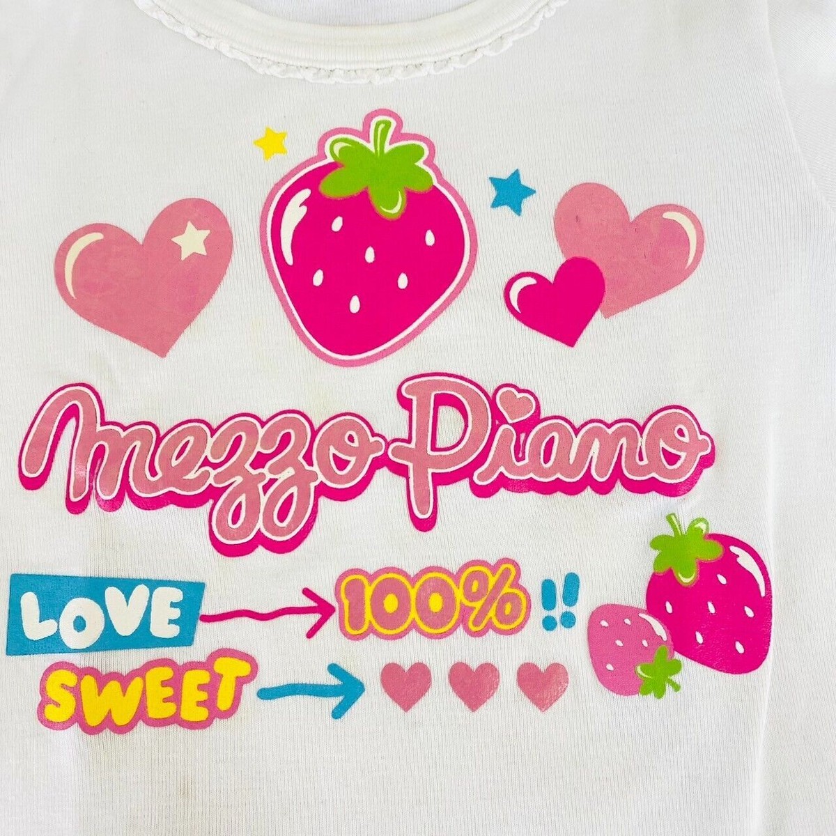 新品未開封　mezzo piano 110 Mezzo Piano T-shirt 110 Size 2 Set Long Sleeve Strawberry