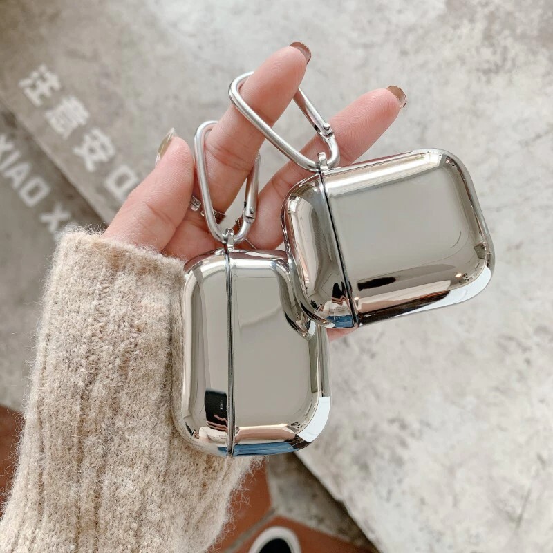 Electroplated Chrome Silver Apple AirPods Case Headphone