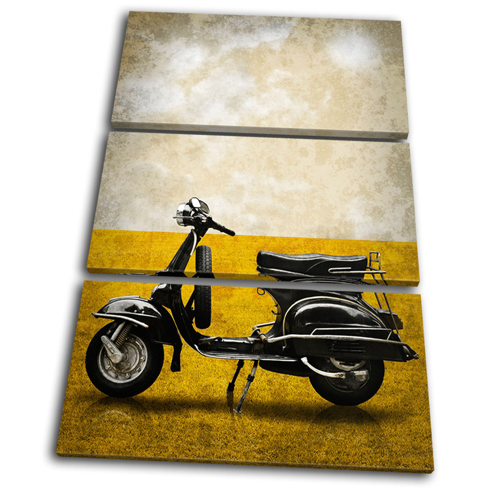 Transportation Vintage Scooter TREBLE CANVAS WALL ART Picture Print VA