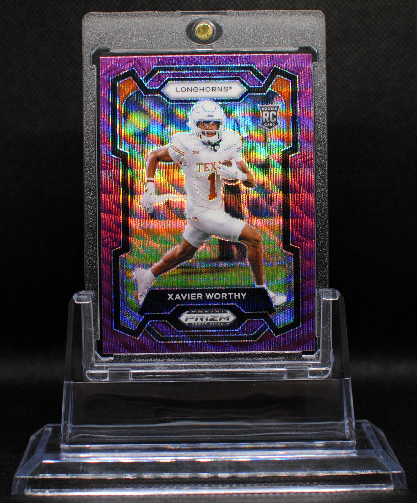 2024 Panini Prizm Draft Picks #153 Xavier Worthy Purple Wave (RC) Texas & Chiefs