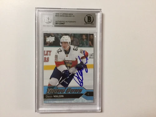 Denis Malgin Signed Upper Deck UD Young Guns YG Card RC Slabbed Beckett BAS b