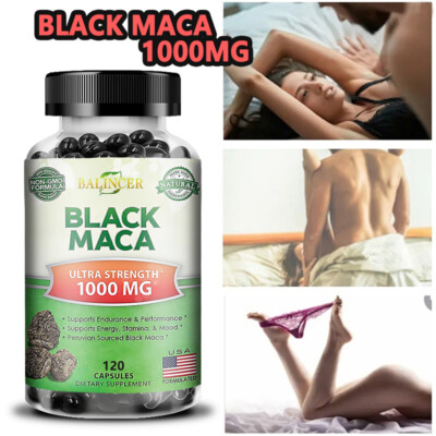 Black Maca Capsules, 1000mg, Enhance Sex Drive, Boost Performance 120 Capsules