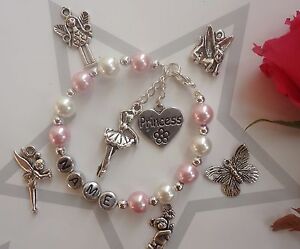 GIRLS PERSONALISED BRACELET HELLO  KITTY  TINKERBELL  