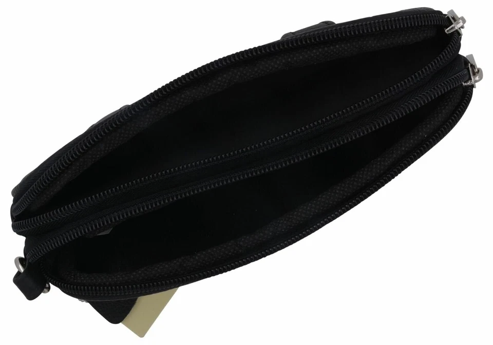 Genuine Leather Zippered Double Eyeglass Sunglasses Case Holder Black - Image 3 of 4