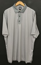 FootJoy Men's Gray Geometric Print Lisle Contrast Collar Golf Polo Shirt Size XL