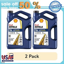 Shell Rotella T6 Full Synthetic 5W-40 Diesel Engine Oil, 1 Gallon x 2pack