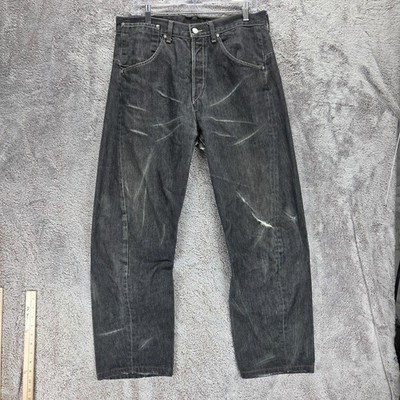 Vintage Levis Engineered Jeans Mens Gray Charcoal Twisted Button Fly Fits 32x30