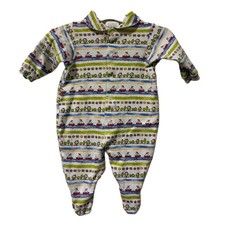 Vintage Carters Baby Footed Sleeper 3-6M Sailboat House Print Cotton Snap Front
