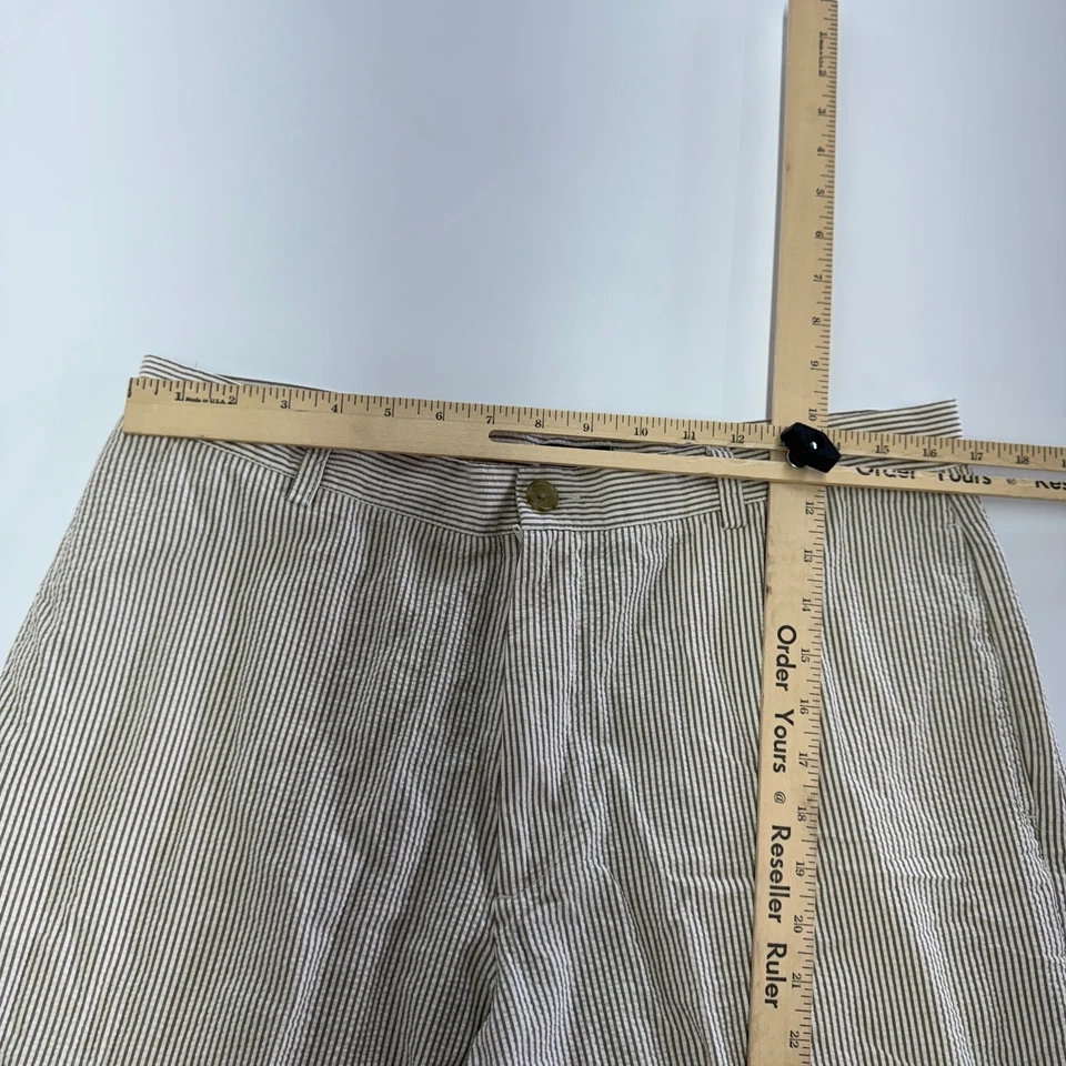 Pantalones Cortos J.Crew Para Hombre 33 Blanco Marrón Rayas Seersucker Chino Algodón Foto 4 de 4