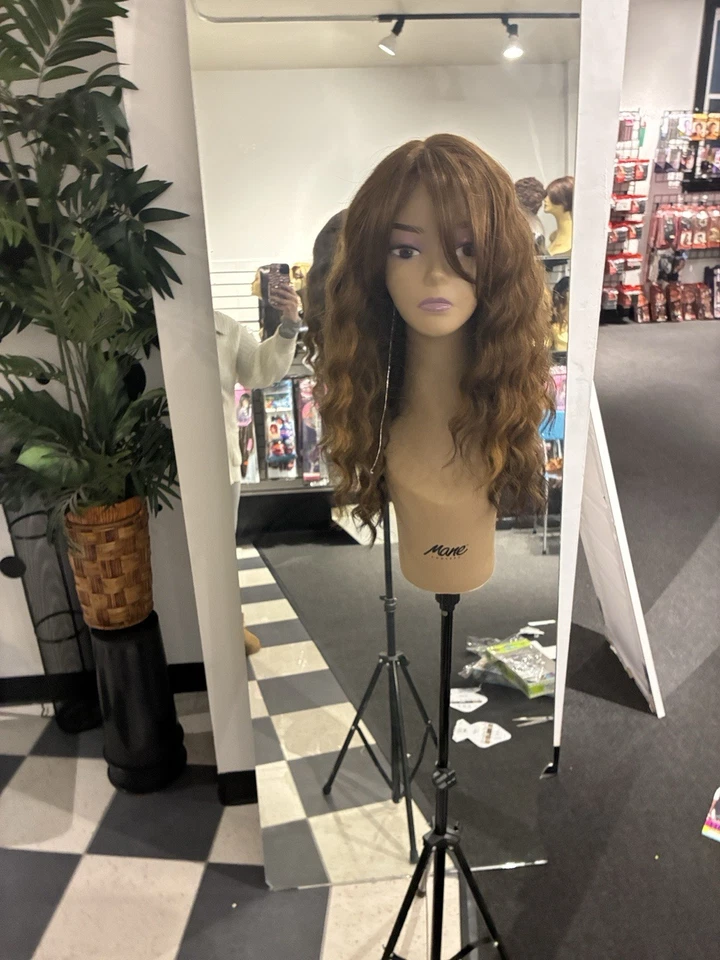 Peluca frontal de encaje cortina flequillo cáncer alopecia pérdida de cabello mezcla de cabello humano Foto 3 de 4