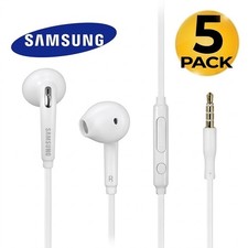 5 Pack   White Wired Earbuds 3.5mm In-Ear Headphones Earphones for Samsung Phone