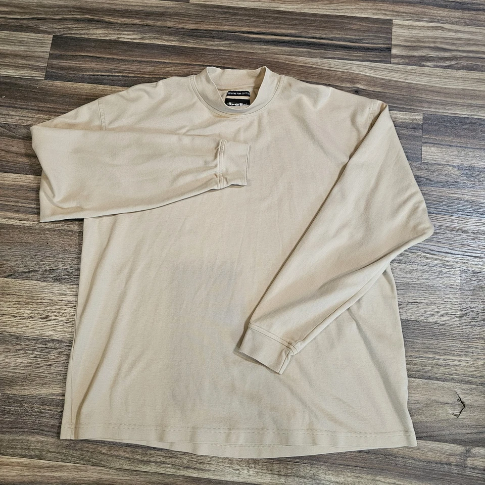 Bollé Golf Manga Larga Imitación Cuello Tortuga ‐ Para Hombre Grande L Beige 100% Algodón Pima Foto 2 de 4