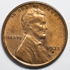 1935-S Lincoln Wheat Penny BU Uncirculated RD, San Francisco Mint