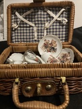 Vintage Reutter Herman  Miniature Teddy Bears Picnic Basket