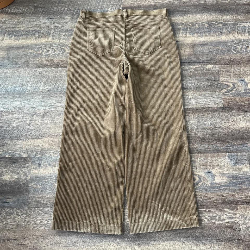 Pantalones de pana Lands End tiro alto pierna ancha para mujer 16 marrón elástico de ballena Foto 2 de 4