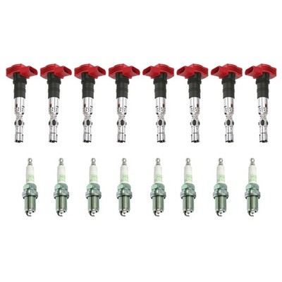 Eldor 8 Ignition Coils NGK V-Power Spark Plugs Kit for Audi VW Porsche 4.2L V8