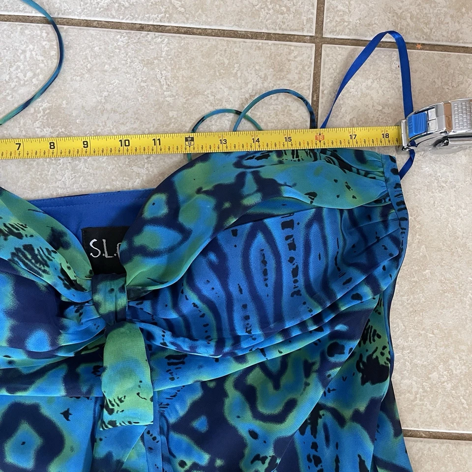 Vestido Babydoll Vintage Años 90 Metáfora Deadstock Azul Verde En Niveles Hada Y2K Talla 16 Foto 4 de 4