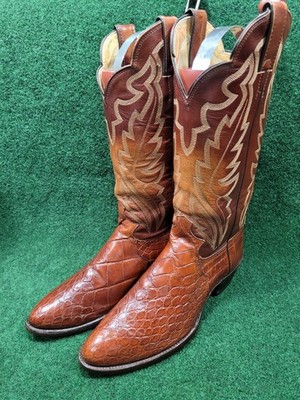 8 E   VINTAGE   JUSTIN   ALLIGATOR   BIAS CUT   RARE   CUSTOM   WESTERN BOOTS