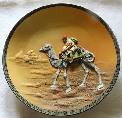 NIPPON BLOWN OUT MOLDED IN RELIEF ''MAN ON CAMEL'' Plaque 10 5/8'' EX CONDITION