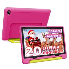 Urao Kids Tablet 10.1 inch Android 15 Tablets for kids 3-12 64GB with Shockproof