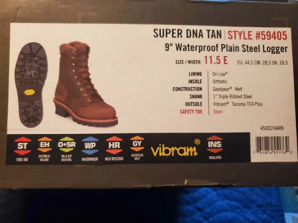 MENS CHIPPEWA PLAIN STEEL LOGGER BOOT SUPER DNA MODEL #59405 (INSOLES ONLY) - Image 4 of 4