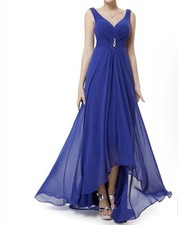 New Ever Pretty Double V Neck Rhinestones Ruched Bust High Low Evening Dresses