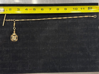 Knights Templar GF Masonic Pocket Watch Fob Chain 22g In Hoc Signo