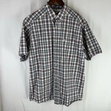 Ariat Pro Series Shirt Men Large Purple Teal Plaid Performance Western Workwear