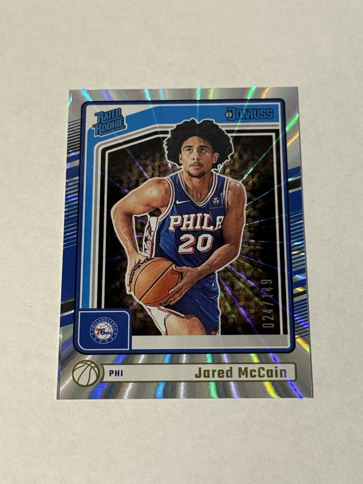 2024-25 Panini Donruss - Rated Rookie Jared McCain #228 Holo Laser /149 (RC)
