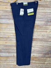 NEW 95 PERRY ELLIS Mens Navy Blue OverCheck MODERN FIT Pants Slacks 38x30