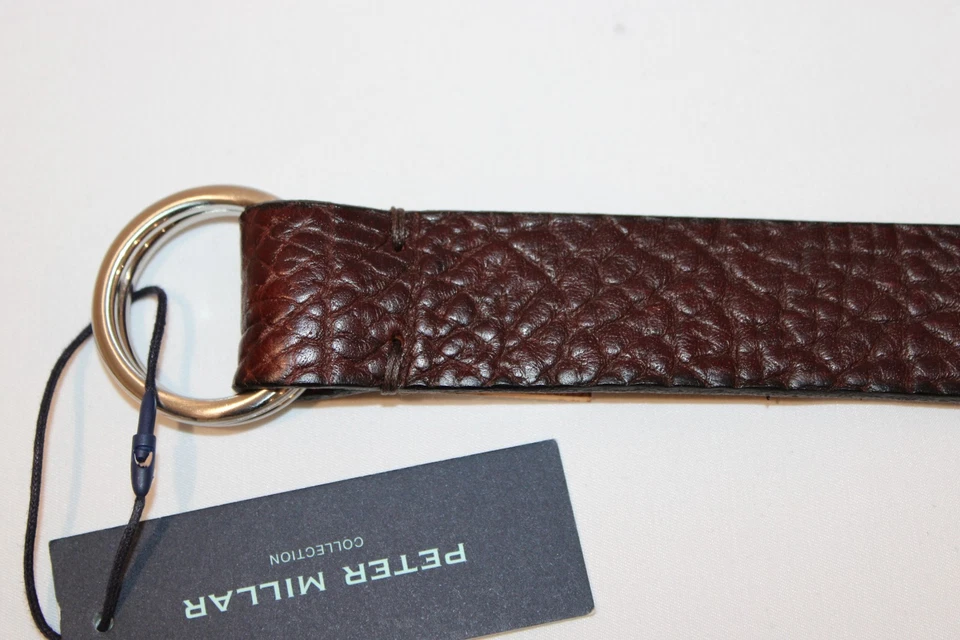Cinturón Peter Millar Marrón Oscuro Bovino Cuero Genuino Talla 85/32 Hecho en Italia Foto 3 de 4