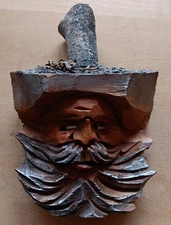 Vintage  Austria/Tyrol,(1970s-80s) Black Forest Carved Wood Tree Spirit Folk Art