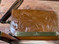 Patricia Nash Hand Tooled Tan Leather Wristlet color Florence New With Tags