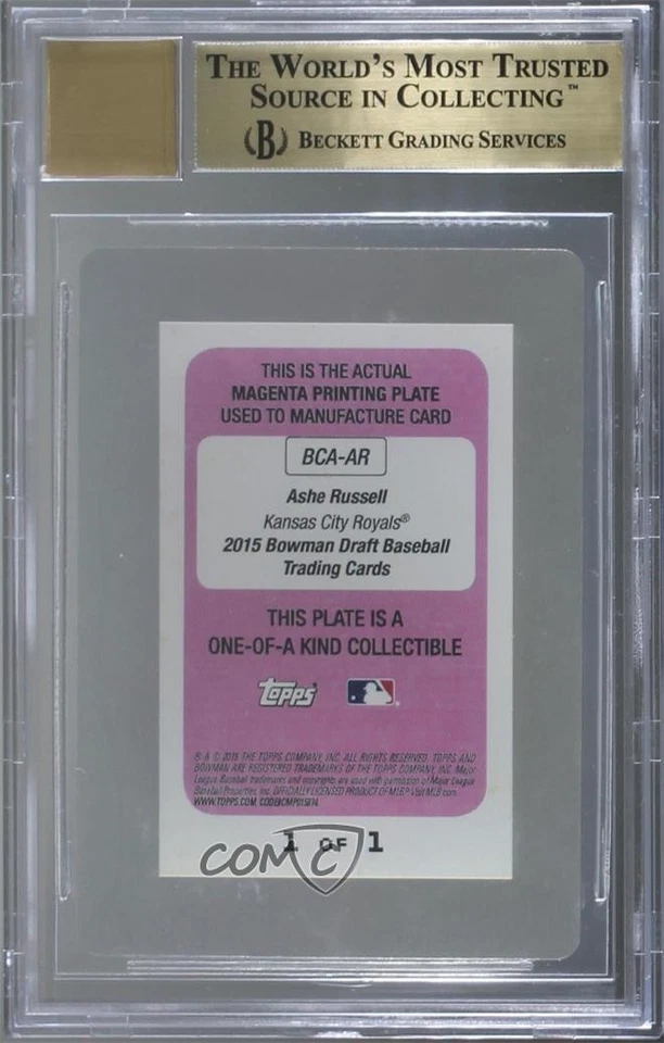 2015 Bowman Draft Printing Plate Magenta 1/1 Ashe Russell BGS 9.5 GEM MINT Auto - Image 2 of 2