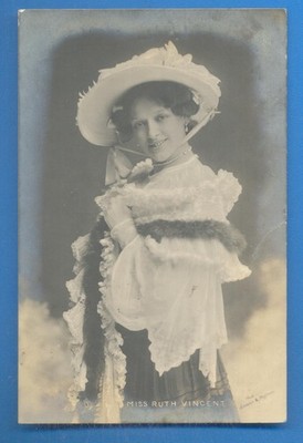 MISS RUTH VINCENT.TUCKS PROMINENTE DER BÜHNE POSTKARTE VERSCHICKT 1908