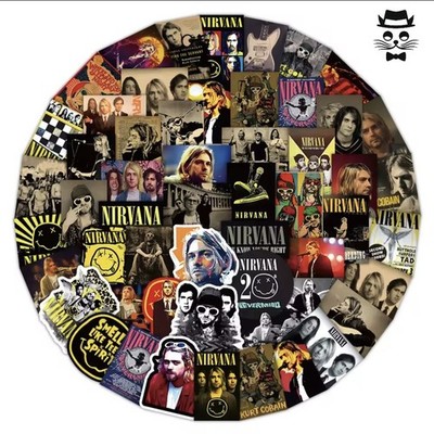 50x Nirvana Sticker Kurt Cobain Stickerbomb Musik Band Aufkleber Rock-Band DIY