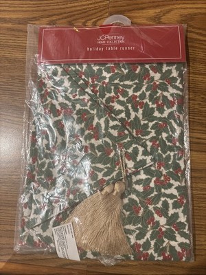 New JCPenney Home Collection Holiday Christmas X-Mas Table Runner 72  Long