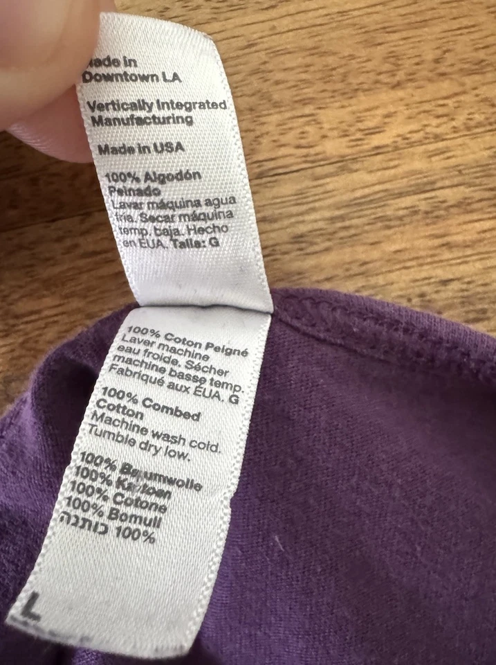 Camiseta sin mangas American Apparel púrpura 100 % algodón cami - talla L, hecha en EE. UU. Foto 4 de 4