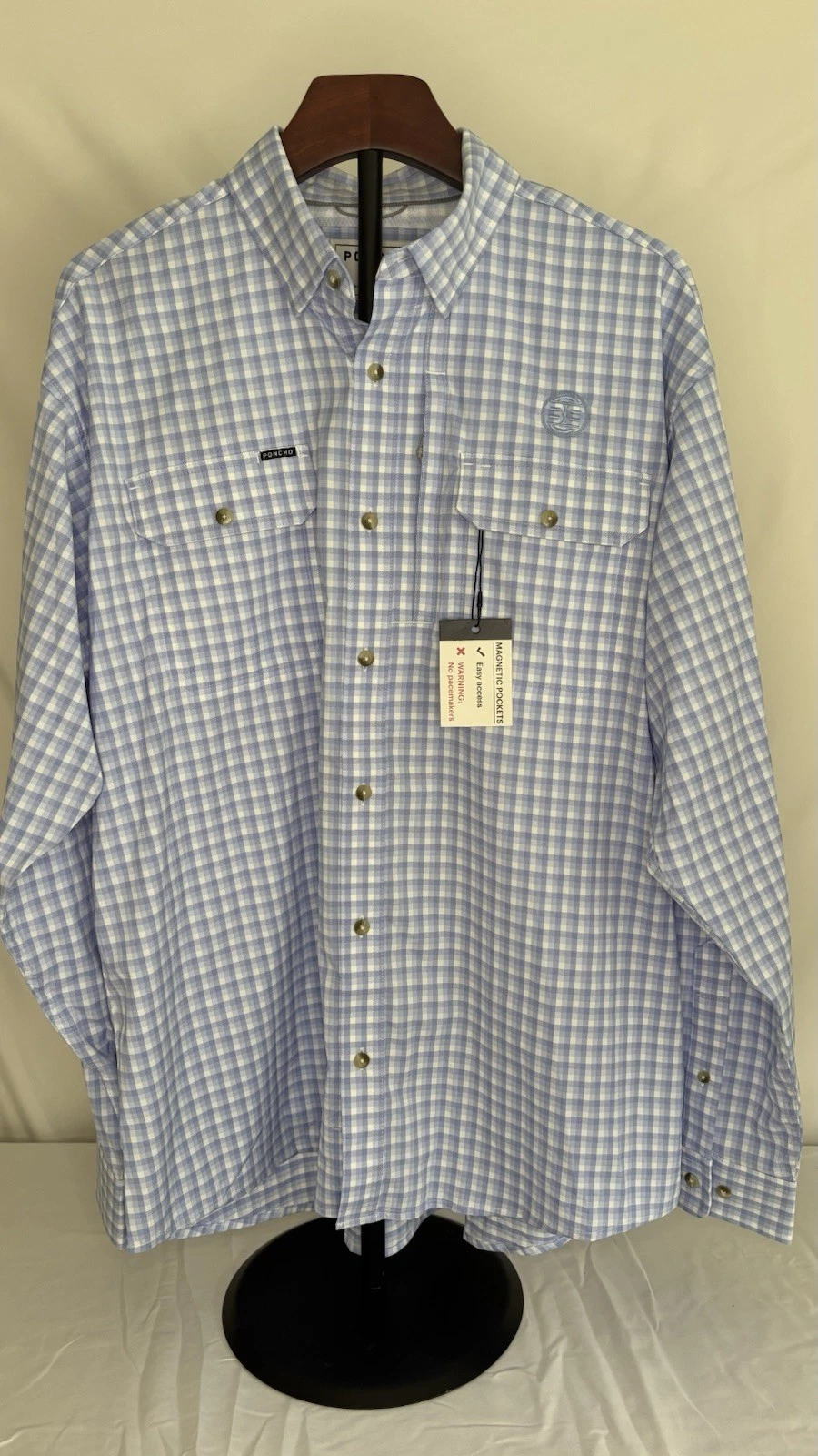 Poncho Button Down Shirt Men’s Large Multi Plaid With Magnetic Pockets
Opens in a new window or tab