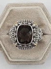 Suarti Bali Vintage Sterling Silver & 18K Gold Smoky Quartz Ring – Size 8