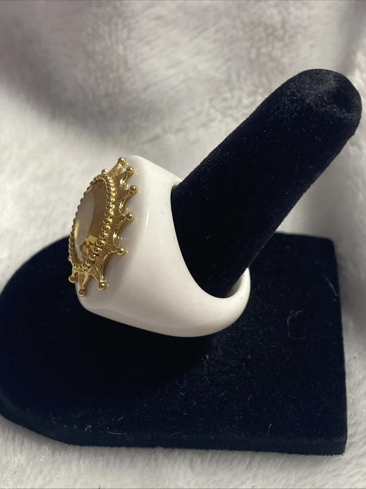 Anillo Elizabeth Adams Colección Ágata Blanca con Acento Oro 14K Talla 6 Foto 2 de 4