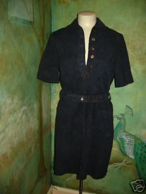 Abito camicia Raquel nuovo con etichetta Tory Burch blu navy morbido scamosciato tg 6