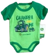John Deere little boys one piece short green w/GRANDPA and ME w/2 tractor 3/6M