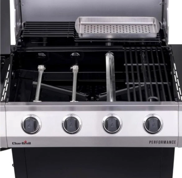 Parrilla de gas Char-Broil Performance convectiva de 4 quemadores con quemador lateral - plateada Foto 2 de 4