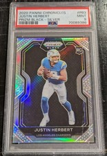2020 Panini Chronicles PRIZM Justin Herbert Black SILVER ROOKIE PSA 9 MINT RC