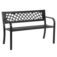 Garden Bench,Outdoor Benches,Iron Steel Frame Patio Bench with Mesh Pattern